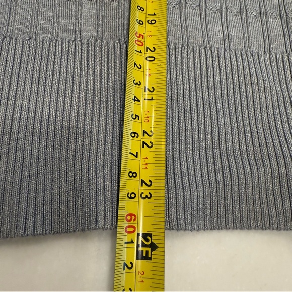 Adrianna Papell Cable Knit Cardigan Gray white trim gold buttons Sz M NWOT - Picture 8 of 9